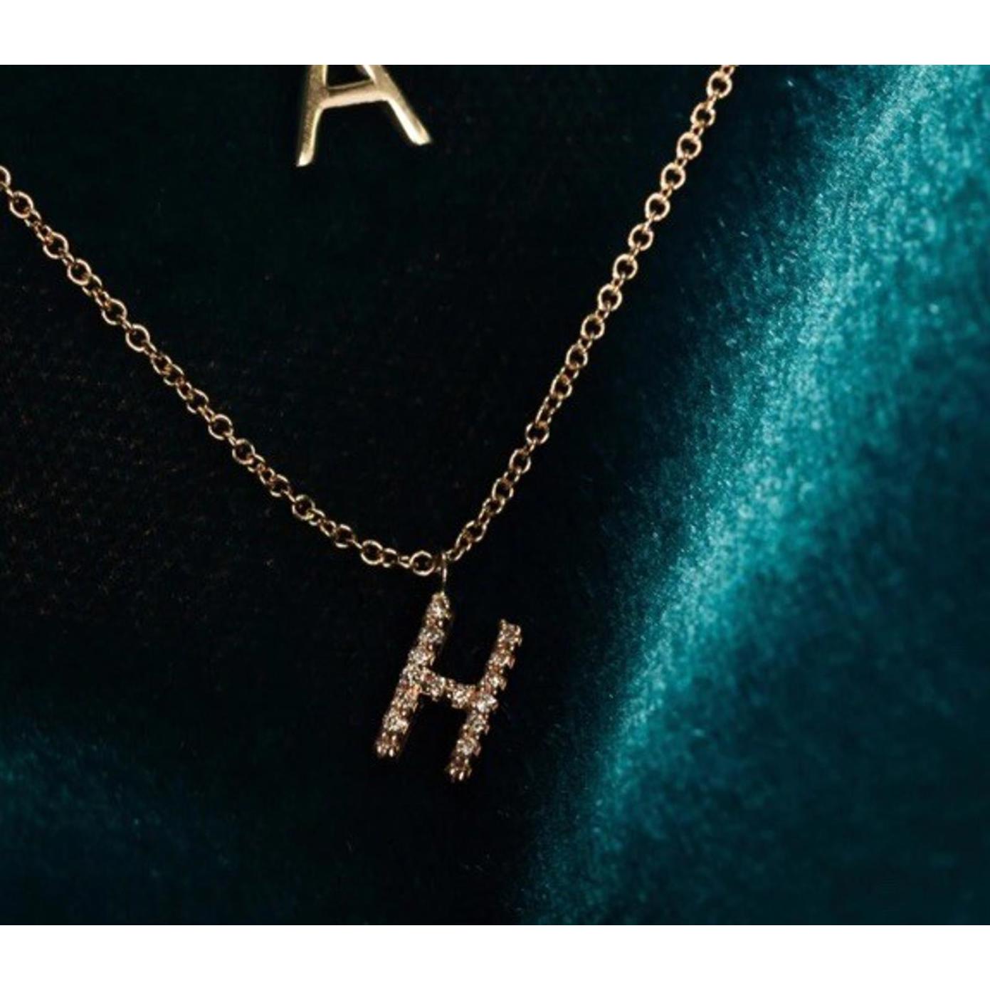 New In Box Classic Aurate Diamond “H”Letter Necklace, Rose - 14k / Rose